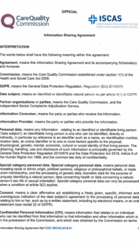 Information sharing with regulator - England (CQC)